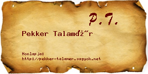Pekker Talamér névjegykártya